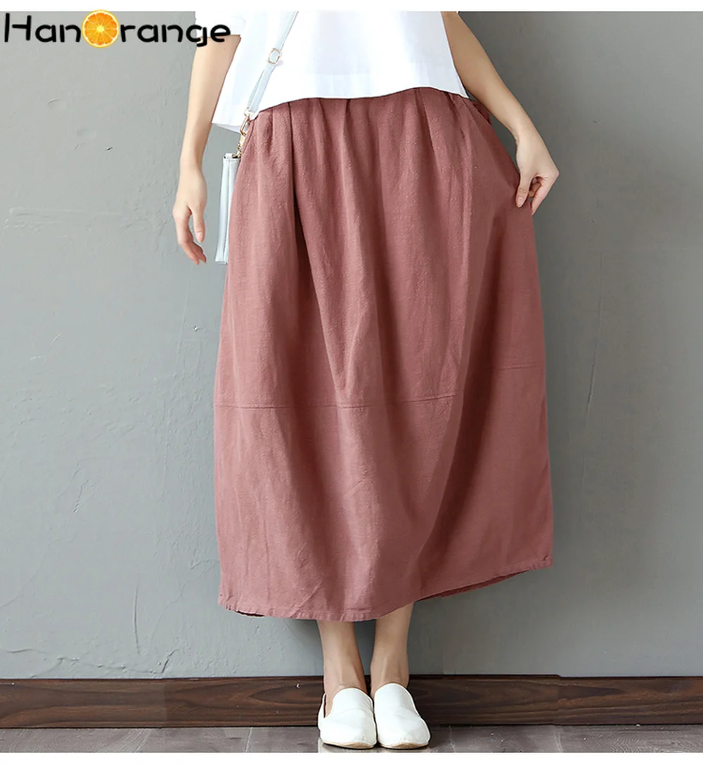 

2019 Spring Autumn New Retro Literary Cotton Linen Skirt Linen Bud Shaped Lanterns Skirt