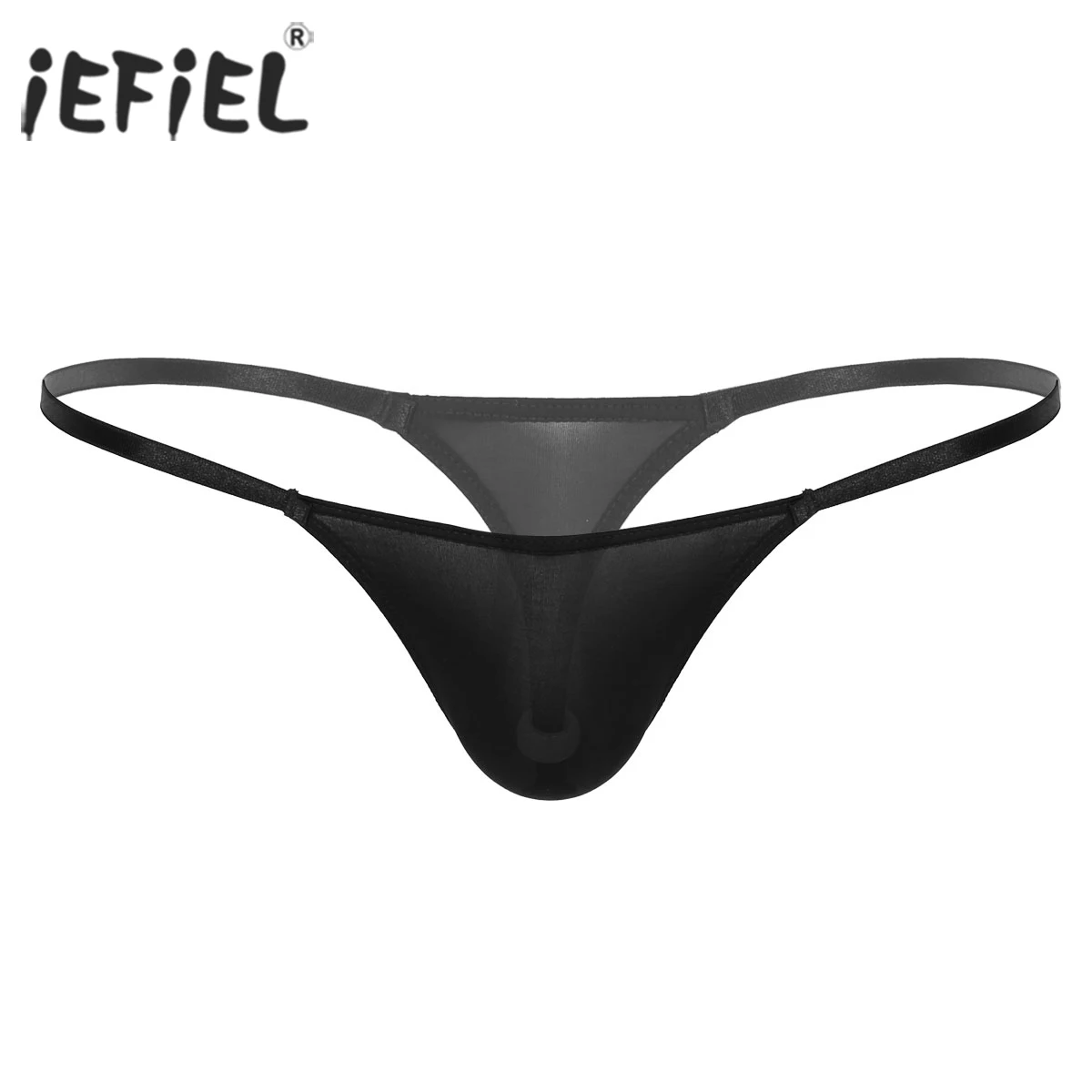 

iEFiEL Men Sheer Transparent Gay Lingerie Panties T-back with Pearl String Homme Thong Jockstraps Pouch Underwear Underpants