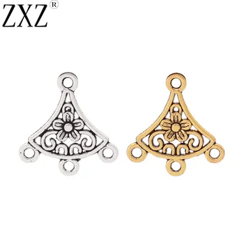 

ZXZ 50pcs Tibetan Silver/Gold Tone Flower Connector Charms Pendants for Earrings Necklace Jewelry Making Findings 20x19mm