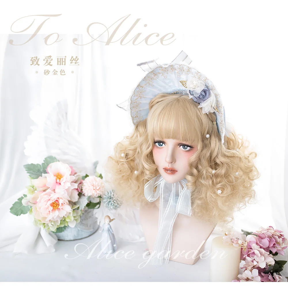 

High Quality Short hair female doll curly hair "toAlice" Harajuku soft girl daily lolita wig