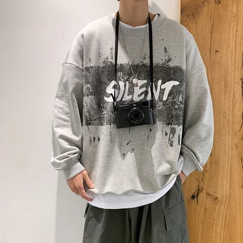 

2020 Spring And Autumn New Youth Popular Korean Tie-dyed Sweatshirt Fashion Casual Round Neck Pullover Gray / Black / Blue