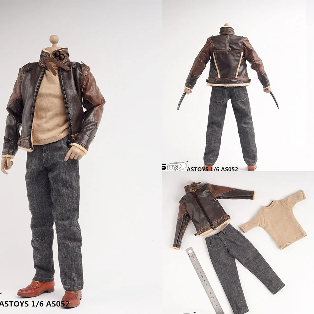1/6 Scale Uniforms Coveralls Suit Brown Leather Jacket for 12inch Action Figure 