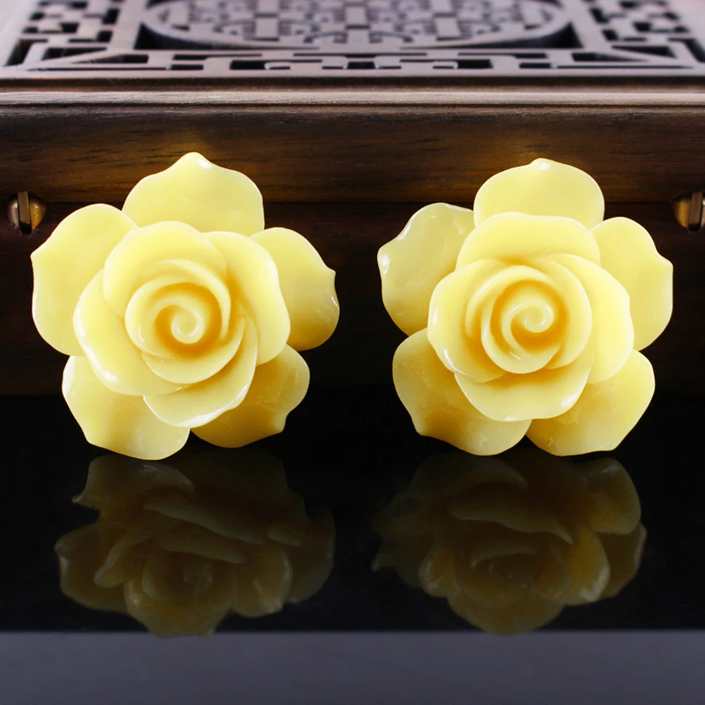 50pcs Resin Flower Beads Rose Flatback DIY Embellishment Cabochons for Jewelry Making Craft Scrapbooking