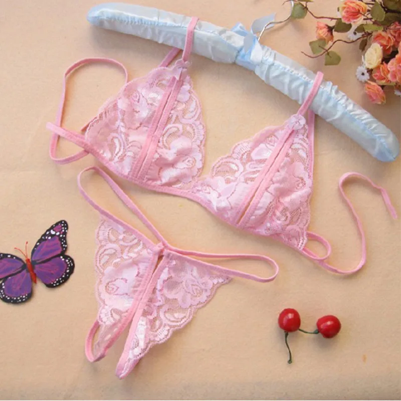 Женский сексуальный комплект нижнего белья 4 цвета доступный размера плюс бюстгальтер и набор трусов дамское сексуальное кружевное нижнее белье Соблазнительный комплект нижнего белья - Цвет: Pink