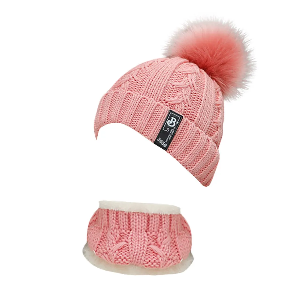 2 шт., женская зимняя шапочка-шарф, комплект, теплая вязаная шапка, толстая вязаная шапка с черепом, роскошный бренд, женская мода, шапка Et Echarpe Femme Hiver - Цвет: Pink