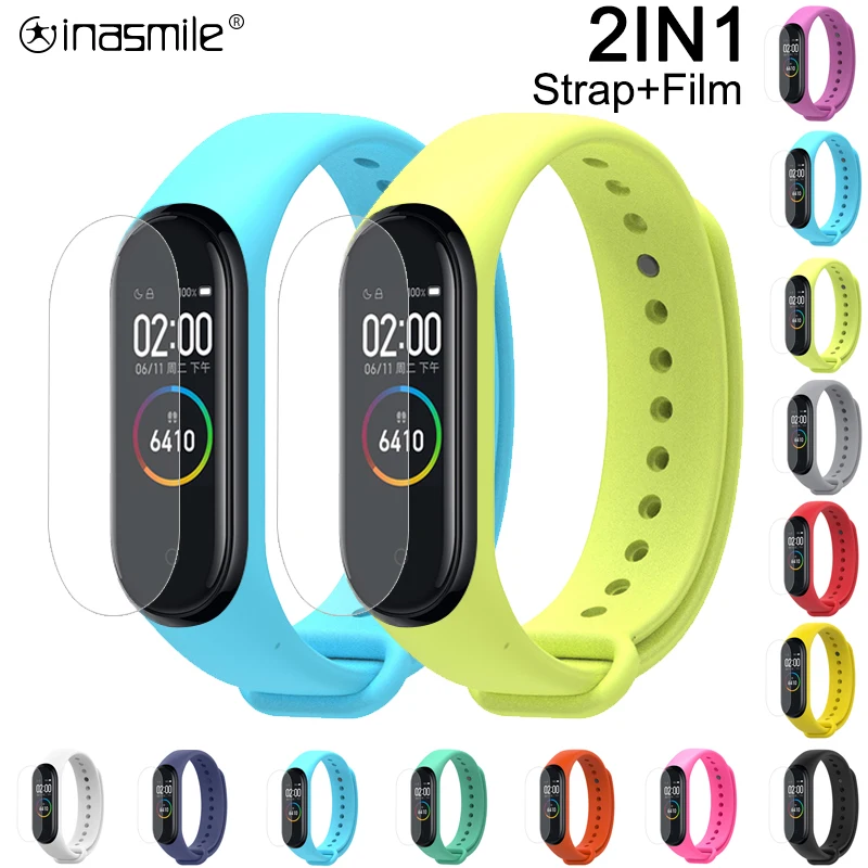 Сменный силиконовый ремешок для Xiaomi mi band 2 3 4 браслет Mi Band Защитная пленка