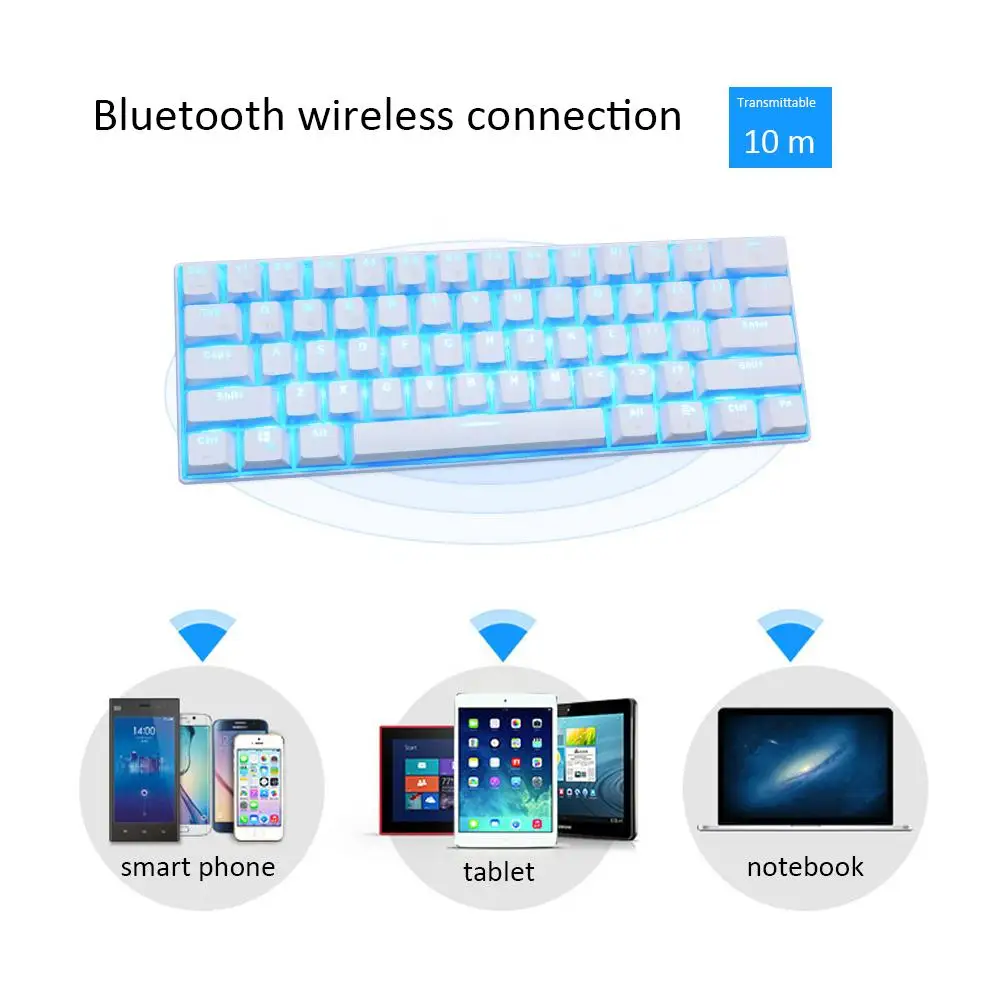 RK61 Беспроводная механическая клавиатура светодиодный Ной подсветкой Клавиатура