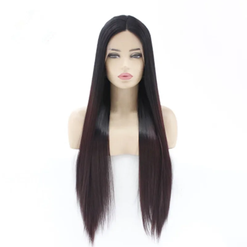 28 Inches lace 26 дюймов синтезирует прямой парик фронта шнурка парики для черных женщин предварительно сорванные 13X4 кружева закрытие парик - Цвет: 28 Inches lace