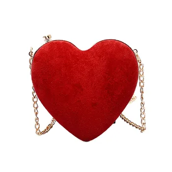 

2019 Women's Fashion Purse Frosted Fabric Buckle Casual Shoulder Heart Shaped Bag Personality Love Bag Diagonal Package 1127