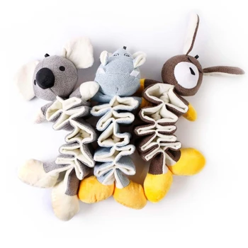 

3 Pcs Cute Animal Dolls Pet Grind Claws Plush Toys Dogs Food Leakage Hippo Kangaroo and Koala Shaped Gnaw Molar Doll