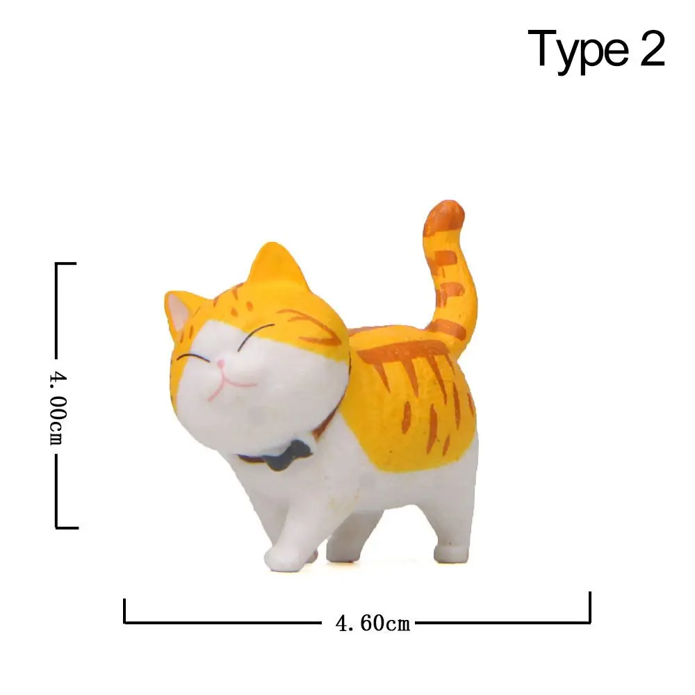Whimsical Kitten Figurine with Bowknot - Cute Desktop Ornament and Dollhouse Decor