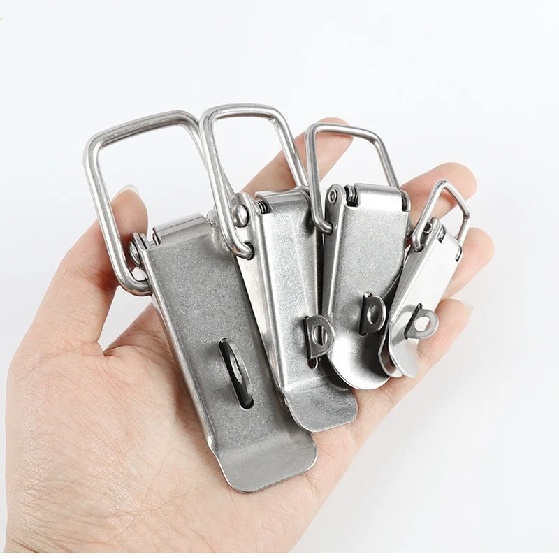 1-6PC Cabinet Box Locks Spring Loaded Latch Catch Toggle steel Hasps For Wooden case Sliding Door Window Furniture Hardware toggle latches