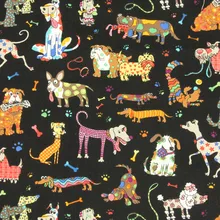 half yard plain cotton fabric with Northern Europe animal dog print, handmade DIY garment dress cloth cotton CR-201