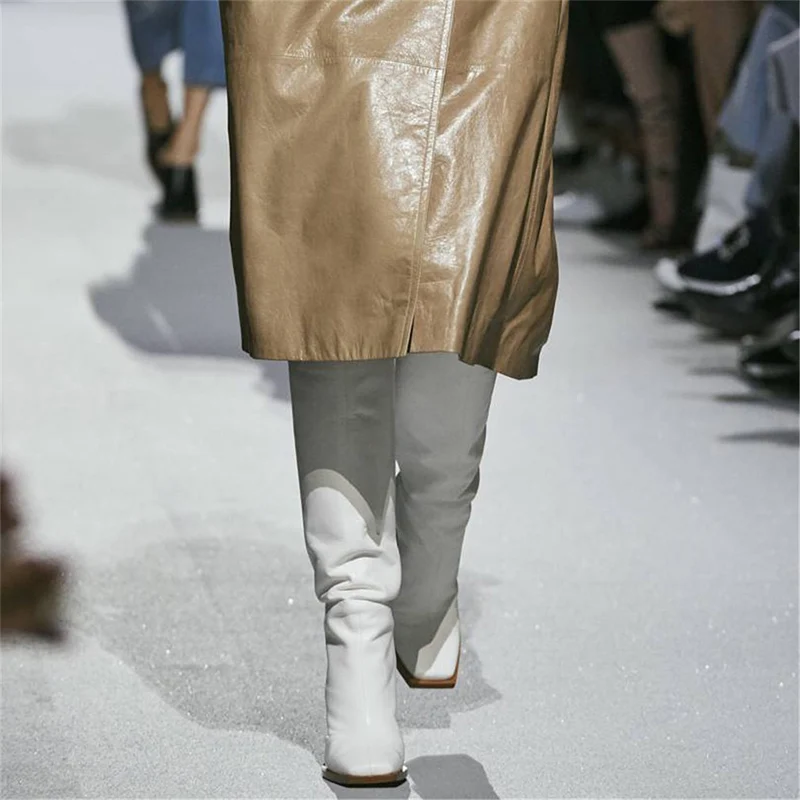 MORAZORA Size 34-43 INS Hot Microfiber Leather Boots Women Square Toe High Heels Women's Knee High Boots Western Boots Drop Ship