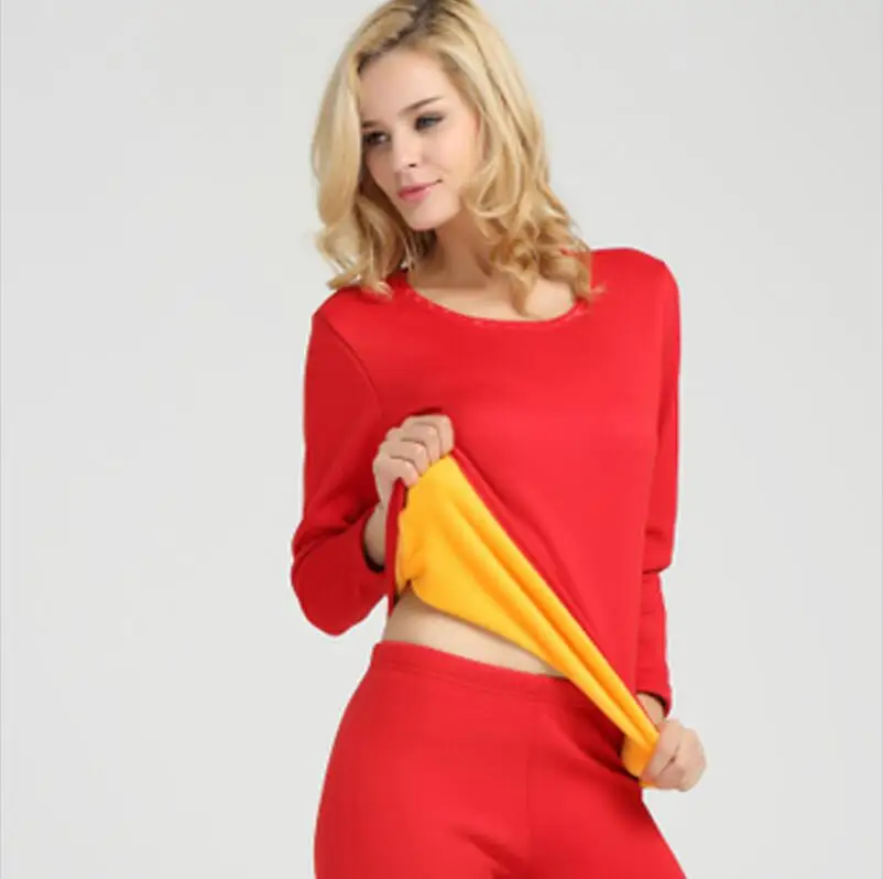 women red Термобелье для мужчин зимние женские кальсоны наборы флис сохраняет тепло в холодную погоду Размер M до 4XL - Цвет: women red