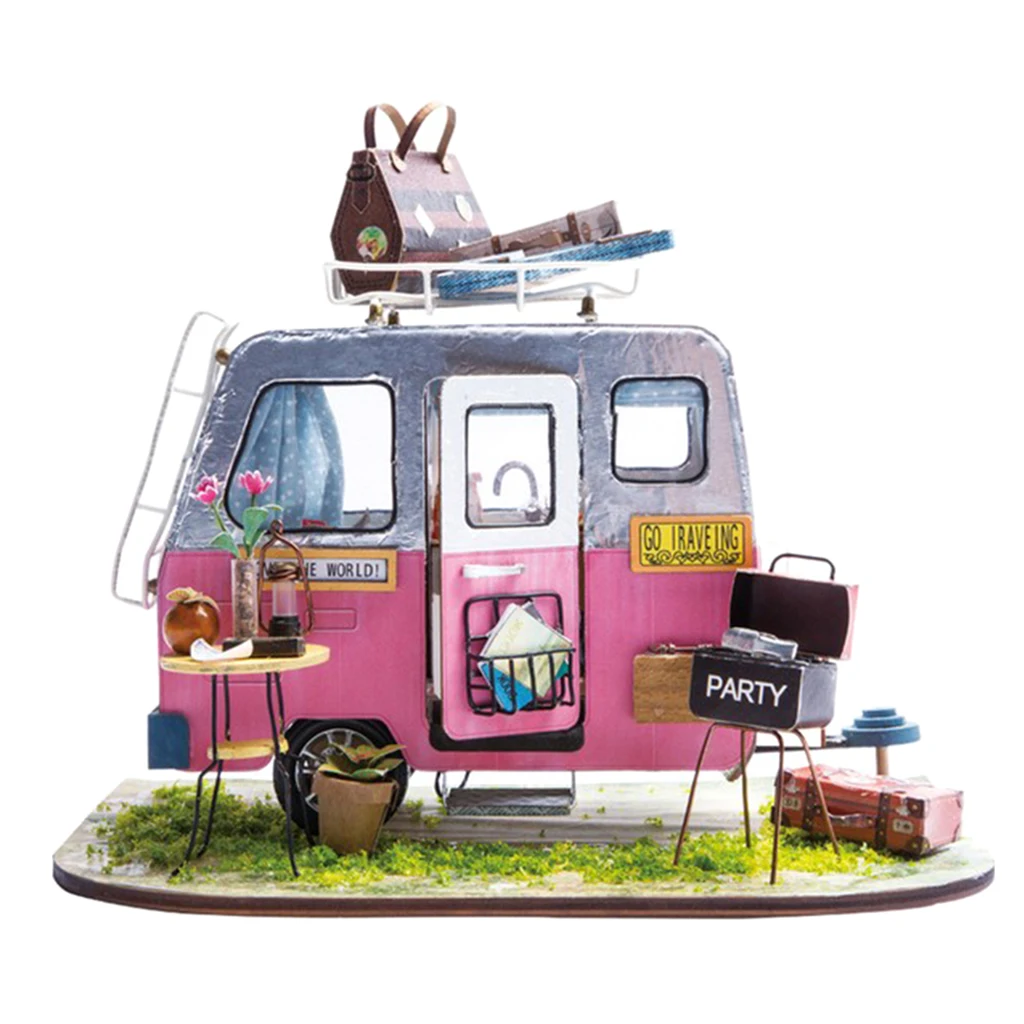 1/24 Dollhouse 3D Wooden Room Kit Miniature Travel Truck House Model to Build - Birthday Gifts for Kids
