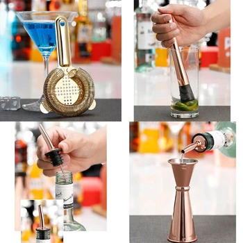 

8pcs Stainless Steel 500ml Cocktail Shaker Bar Set Measuring Cup Mixing Spoon Ice Tong Liquor Pourers