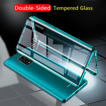 

Magnetic Adsorption Double Sided Glass Case for Xiaomi Redmi Note 9S 360 Metal Bumper Back Cover for Redmi Note 9 Pro Max 8T 10