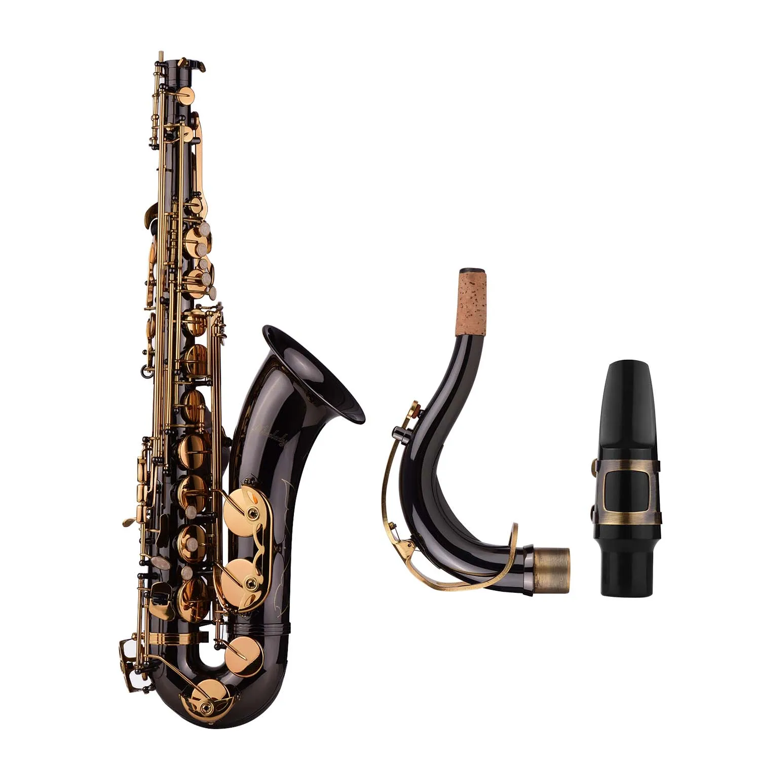 Muslady Bb тенор саксофон Sax латунный корпус черный никелированный золотой ключ