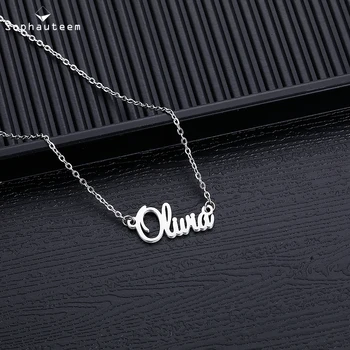

Custom Fashion Stainless Steel Sliver Color Name Necklace Personalized Letter Pendant Nameplate Necklace for Women Jewelry