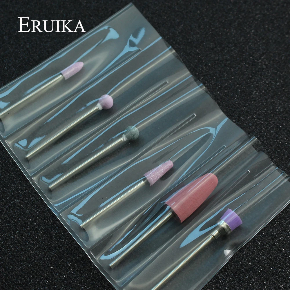 6pcs/bag Silicone Ceramic Stone Nail Drill Set Electric Milling Cutter for Manicure Machine Rotary Bit Cuticle Clean Accessories 4