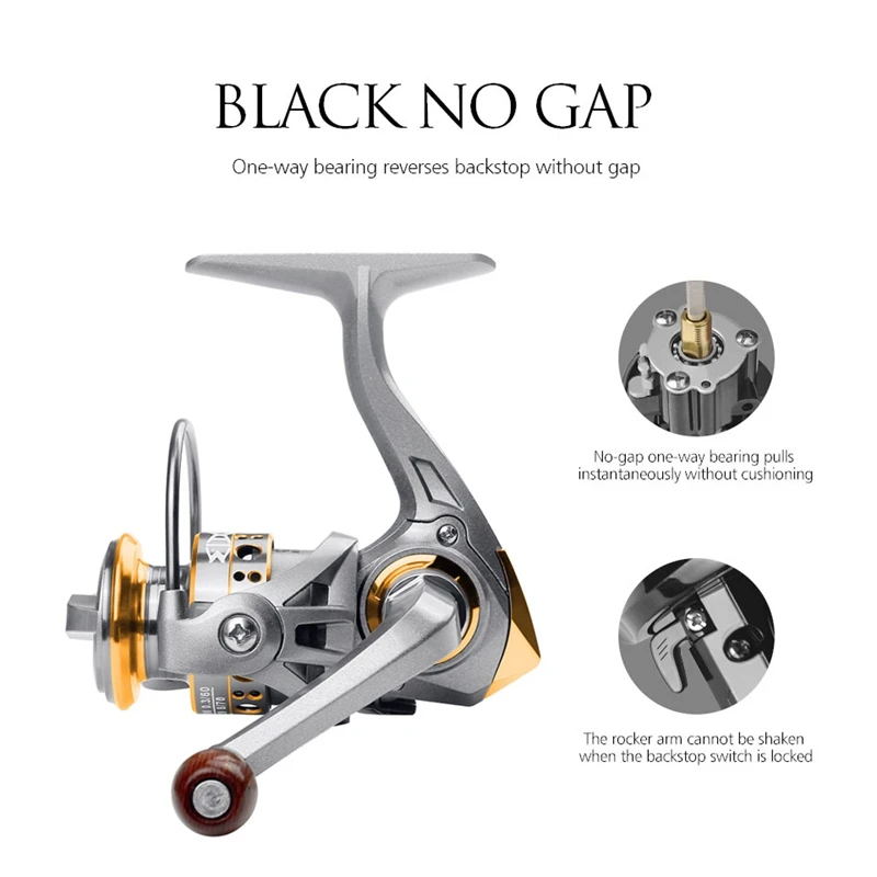 Linnhue Mini Spinning Reel Portable 12Bb 5.2:1 Left Hand Metal Spool Small Ice Fishing Spinning Reel Mini Pesca