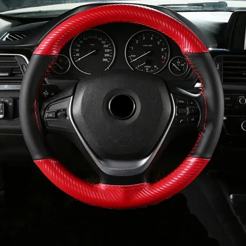 

Colorful Soft Texture Car Steering Wheel Cover With Needles And Thread Top Layer Leather Hand sewing Auto Steering Wheel Case