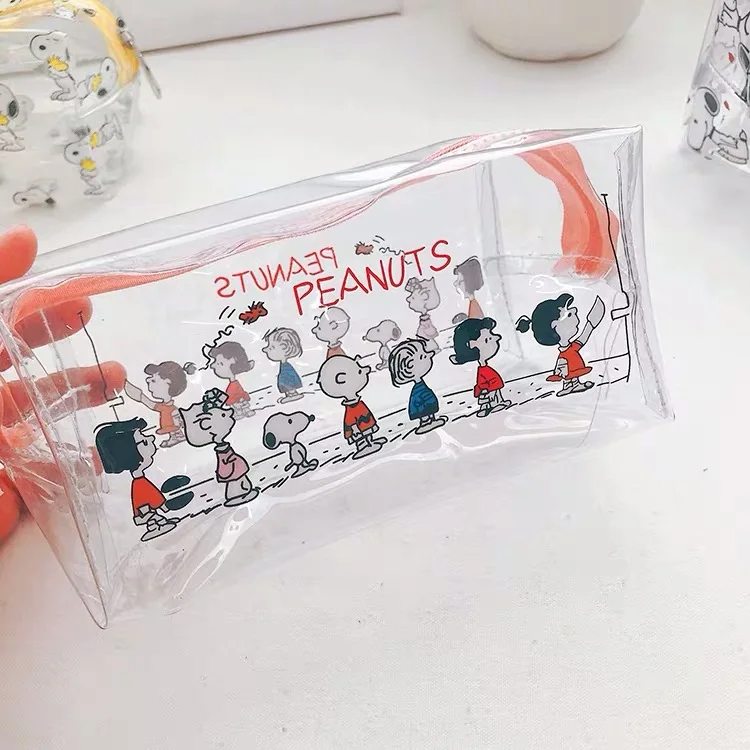 INS Peanuts Rogue Dog Kawaii Мультфильм прозрачный ПВХ высокой емкости Карандаш сумка для хранения кошелек карта Упаковка обучающее хранение