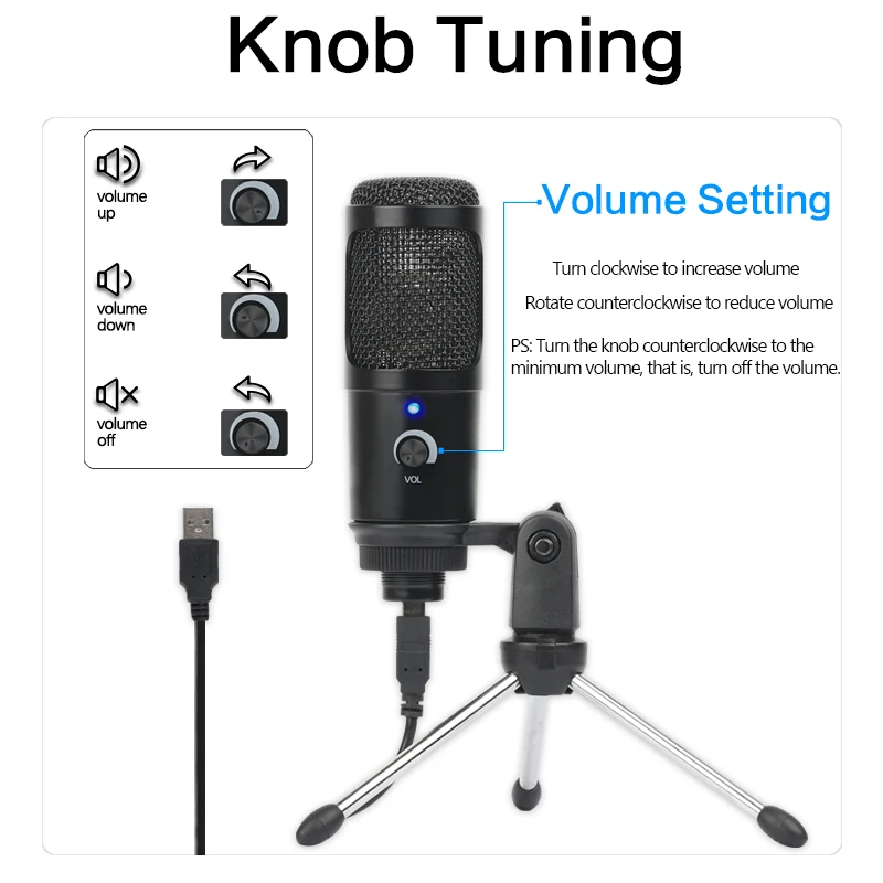 A8 USB конденсаторный микрофон Настольный аудио запись микрофон с треногой для ПК Windows студия запись в режиме реального вещания