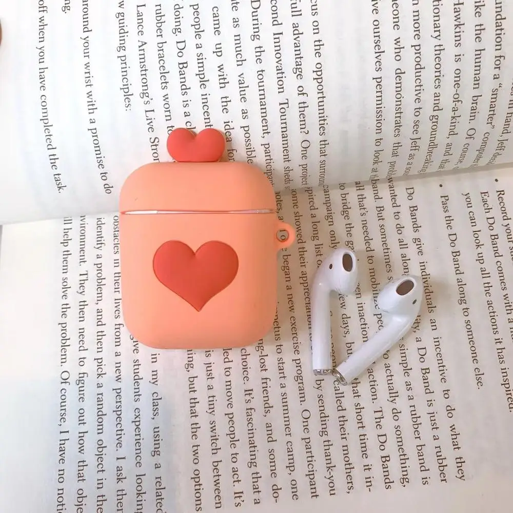 Чехол для наушников с Bluetooth для Apple Airpods 2 чехол силиконовый чехол для Airpods чехол с брелоком для Air Pods Etui - Цвет: Бежевый