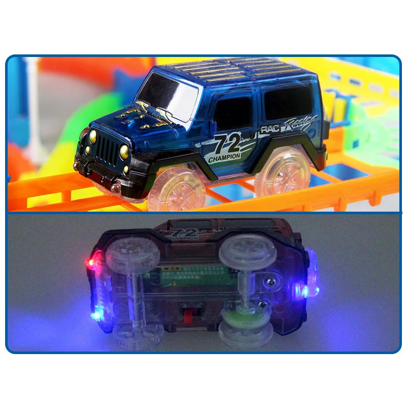 Connect 2 Type Railway Magical Racing Track Play Set Diy Bend Flexible Race Track Electronic Flash Light Car Toys For Children