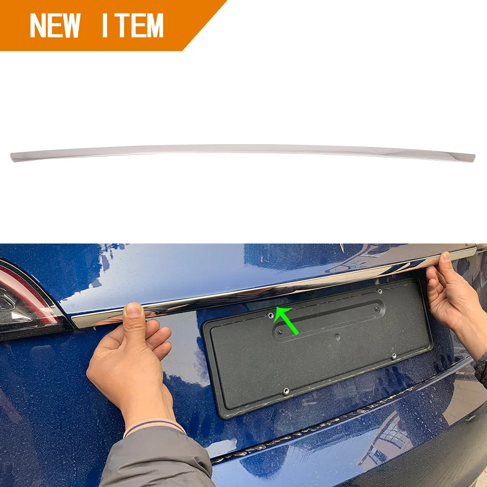 

Stainless Steel Tail Gate Trim Rear Trunk Streamer Door Molding Tailgate Strip Garnish For Tesla Model 3 2019 Car-styling