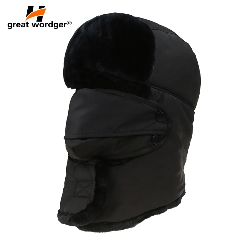 Winter Hat Men Thick Military Tactical Women Windrproof Ski Bike Motorcycle Face Mask Balaclava Hiking Ushanka Ear Flap Cap | Спорт и