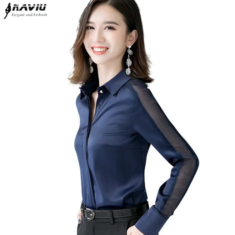 Fashion women shirt Spring autumn New temperament long sleeve formal slim satin blouses office ladies plus size work tops