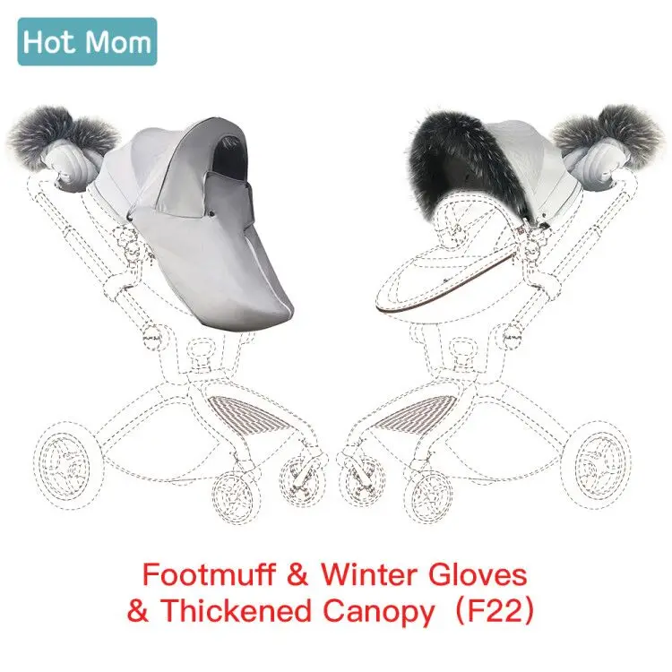 F22 winter kit Горячая мама F023/F22 аксессуары для колясок зимний комплект с муфтой и зимние Утепленные перчатки навес - Цвет: F22 winter kit