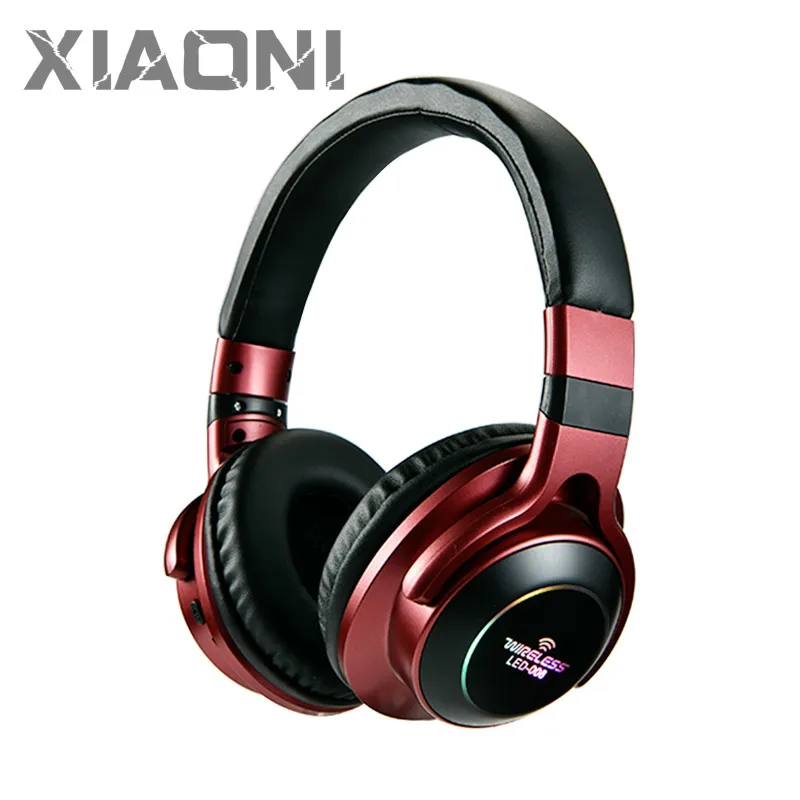 

LED Light Wireless Bluetooth Headphones 3D Stereo Earphone With Mic Headset Support TF Card FM Mode Audio Jack