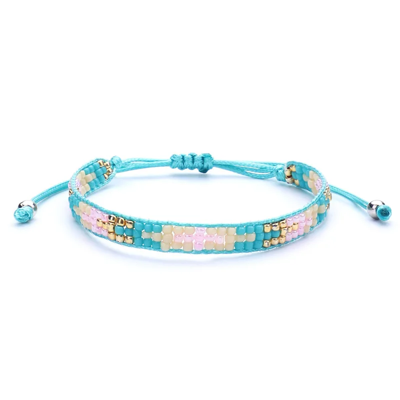 Japan MIYUKI Glas Seed Perlen Facettiert Kristall Handgemachte Armbänder Frauen Männer Gewachst String Dreieck Knoten Surf Schmuck Präsentieren – Detail 2