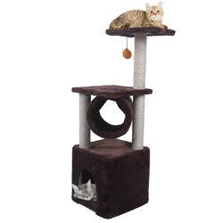 Tour d'arbre d'escalade pour chat, 36 pouces, lit hamac, plusieurs niveaux, pour activités, marron 