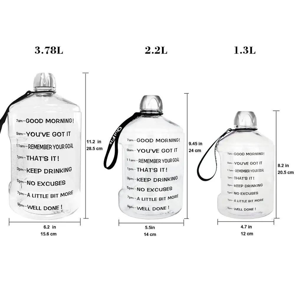 BuildLife 1 галлон бутылка для воды с маркером времени 3.78л/2.2л/1.3л 128 унций/73 унций/43 унций BPA бесплатно пластиковая большая емкость кувшин для воды - Цвет: Clear