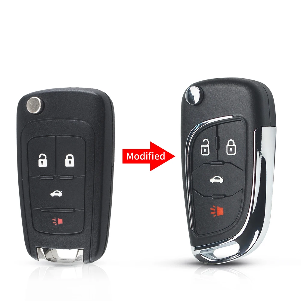 KEYYOU дистанционный автомобильный чехол для ключей для Шевроле-это эпос Lova Camaro Impala модифицированный Флип складной 2 3 4 5 кнопок HU100 Blade - Количество кнопок: 4 Buttons