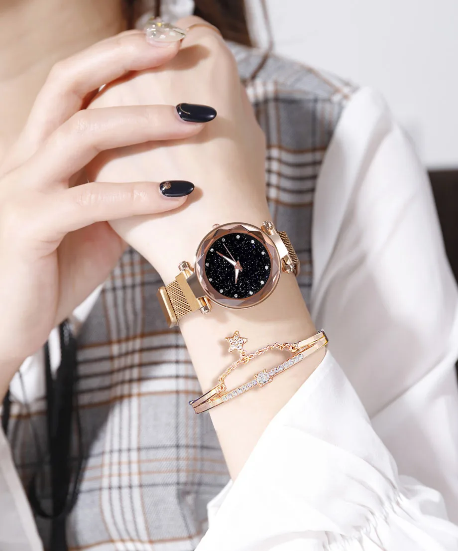 Роскошные женские часы, женские магнитные часы звездного неба, модные женские кварцевые наручные часы с бриллиантами, relogio feminino zegarek damski
