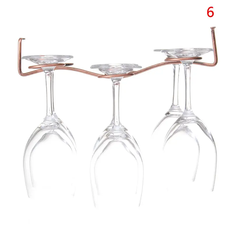 for 6 cups Металл искусство 6 винный Стеклянный Стеллаж барная посуда подвесной под шкаф держатель Вешалка полка для дома Кухня Бар аксессуары для вина кружка для хранения - Цвет: for 6 cups