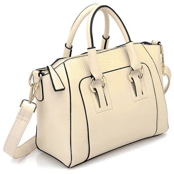 

Women's Shoulder Bag in imitation leather Satchel Cross Body Tote Bag (Beige)