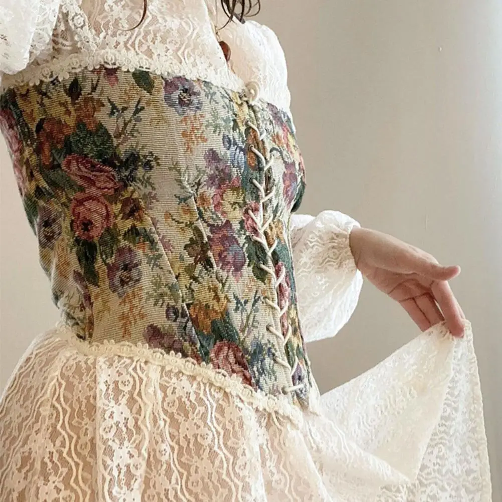 Women Elegant Designer French Vintage Yarn Dyed Jacquard Tulips Chic  Bandage Floral Corset Shirts Corset Top For Girls - Bustiers & Corsets -  AliExpress