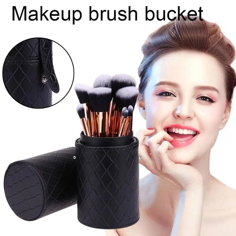  Portable PU Leather Makeup Storage Holder Cosmetic Cup Case Box Organizer Container for Makeup Brus