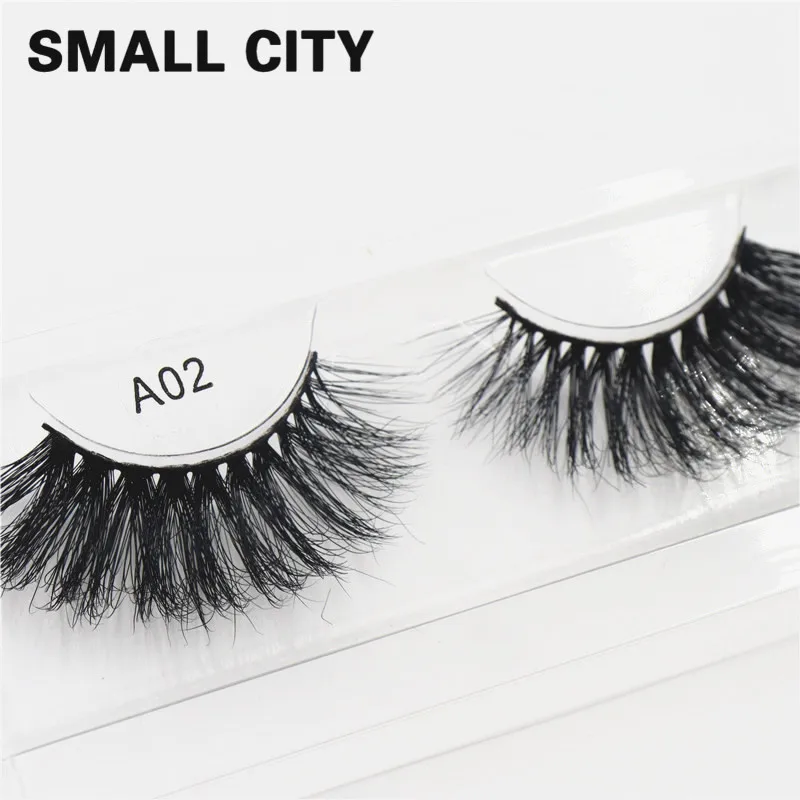 

SMALL CITY A02 Custom Box 100% Handmade Natural Thick Long Mink Eyelashes 6D Soft Dramatic Eye Lash High Volume Makeup Tools