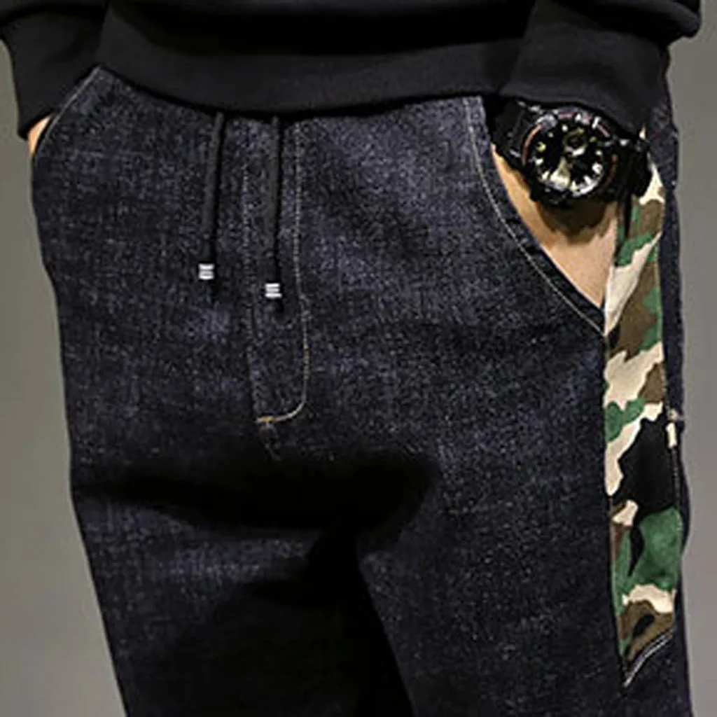 Jaycosin/джинсы в японском стиле; модные Лоскутные камуфляжные джинсы; потертые Брюки с карманами; свободные штаны-шаровары