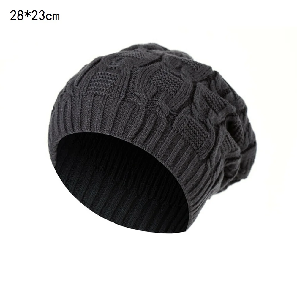 dark grey Модные женские, дамские, мужские вязаные зимние теплые негабаритные сутулящиеся шапки, шапка для скейтборда, эластичные мешковатые вязаные шапочки - Цвет: dark grey