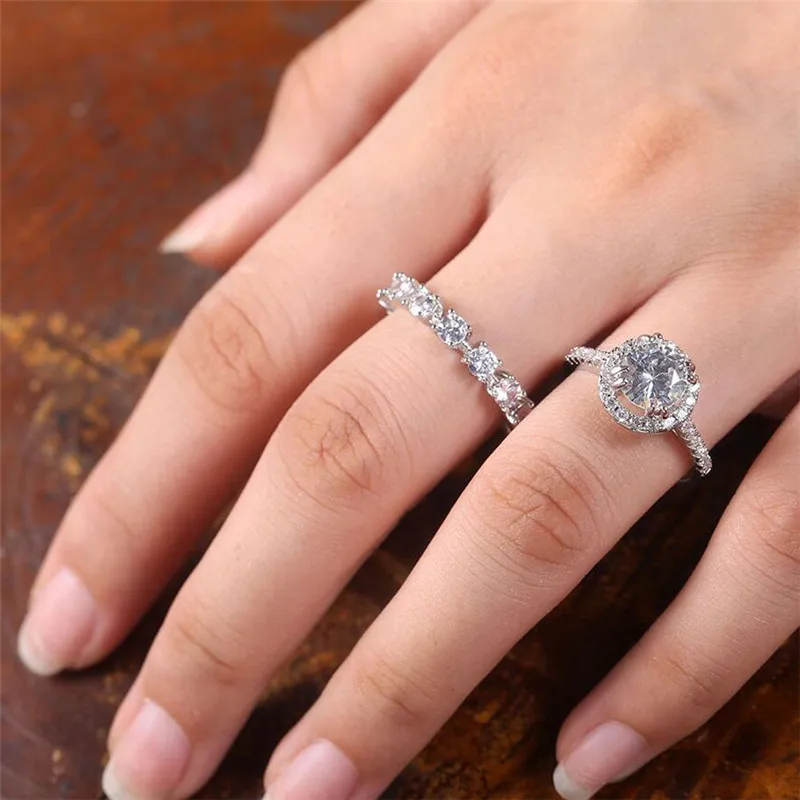 Choucong Роскошные ювелирные изделия парные кольца 925 пробы серебро круглое сечение белый прозрачный АУЛА кубический цирконий Для женщин обручальное кольцо