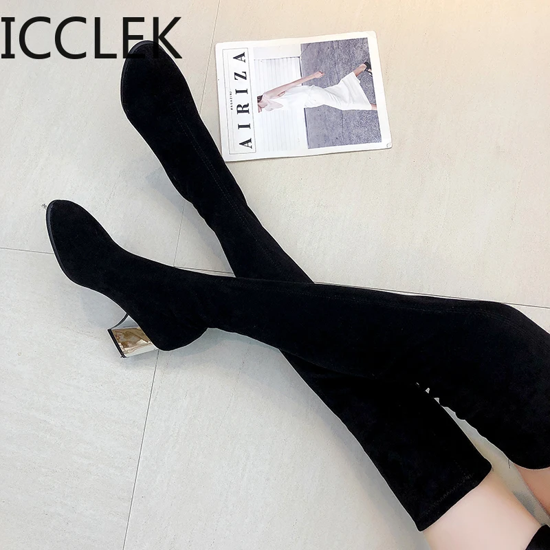 Size 35-43 Winter Over The Knee Boots Women Stretch Fabric Women Thigh High Sexy Woman Shoes Long Bota Feminina A039 women high heel boots